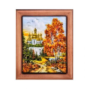 Картина "Храм в лесу" (с янтарной крошкой) дер.краш.рамка 12х15 A2181684