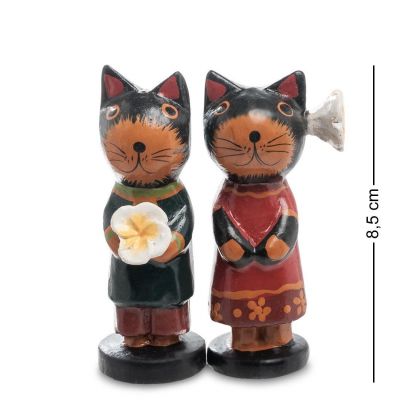 Статуэтка mini КОТ и КОШКА с цветком, набор 2 шт A831281