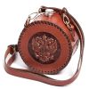 Фляга круглая 1 л, обтянутая натуральной кожей 554ФК-КТ-РФ