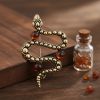 Брошь Змейка: Латунь, Янтарь – Элегантный талисман