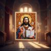 Икона "Иисус Христос" (с янтарной крошкой) дер.рамка 30х40 A2181616 Икона "Иисус Христос" (с янтарной крошкой) дер.рамка 30х40 A2181616