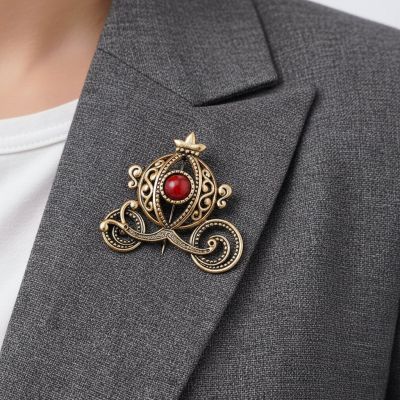 Брошь "Карета Золушки" – Янтарь и Латунь