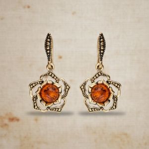 Серьги Вдохновение (латунь, янтарь) A2182125
