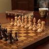 Шахматы и нарды резные Кайлас 49 х 49 см Бук Армения