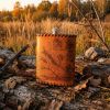 Фляга походная 0,5 л в оплетке из натуральной кожи. 502ФК-П4 собака с птицами