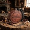 Фляга круглая 0,5л "Бочка", обтянутая натуральной кожей 547ФК-КТБ